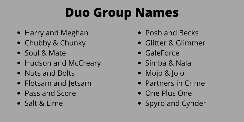 399 Cool Duo Group Names Ideas And Suggestions