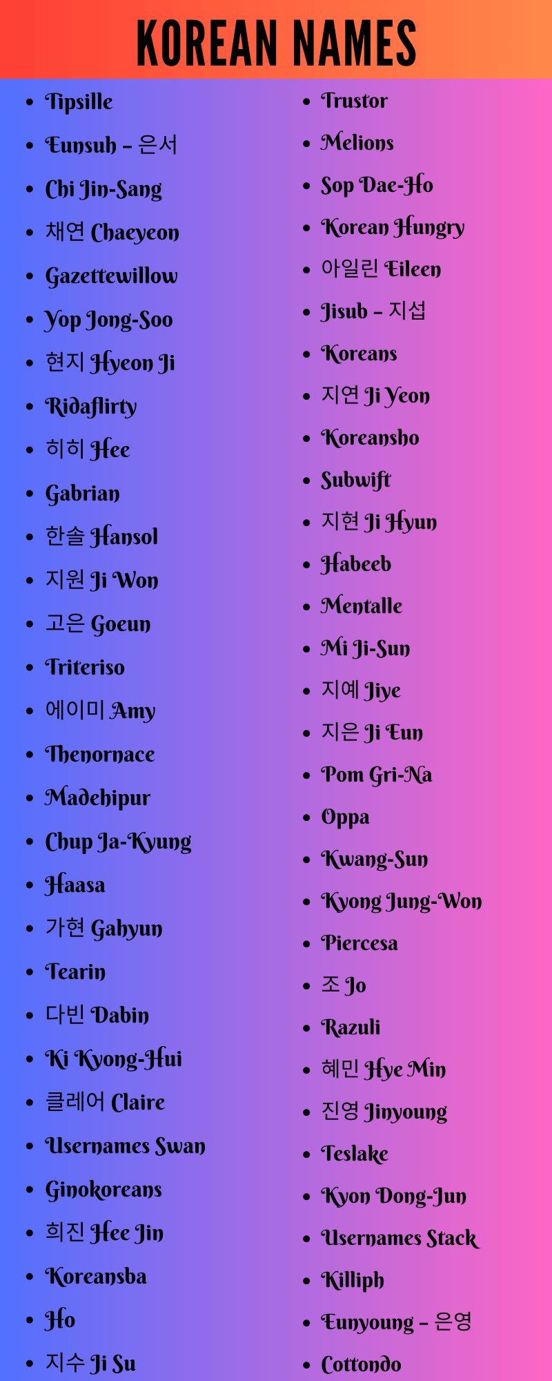 700 Korean Names To Explore And Embrace Korean Culture